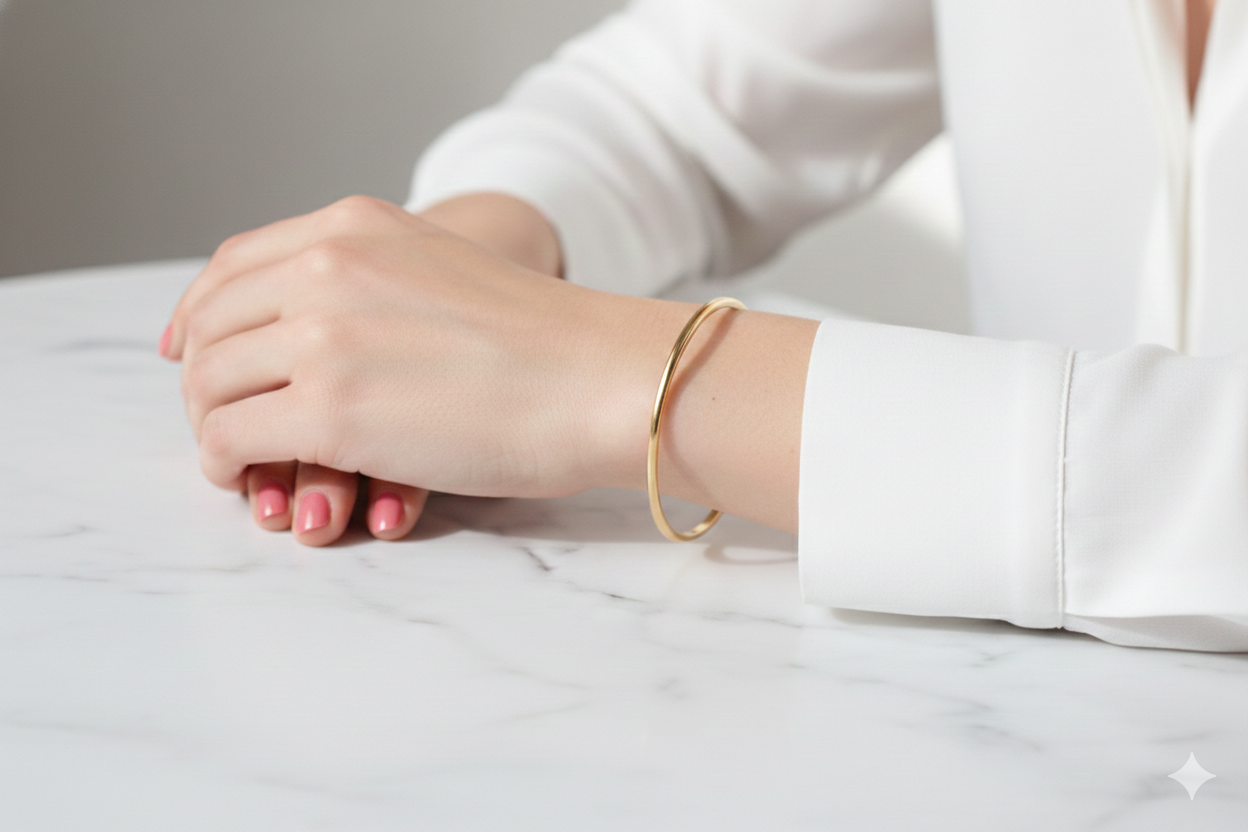 Handmade18k Yellow Gold Bangle