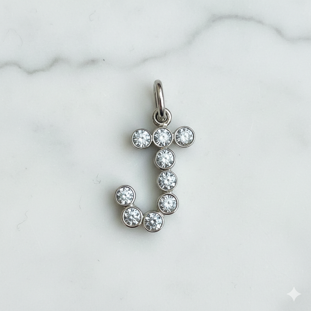 18k Gold Blinding Diamond Initial Pendant