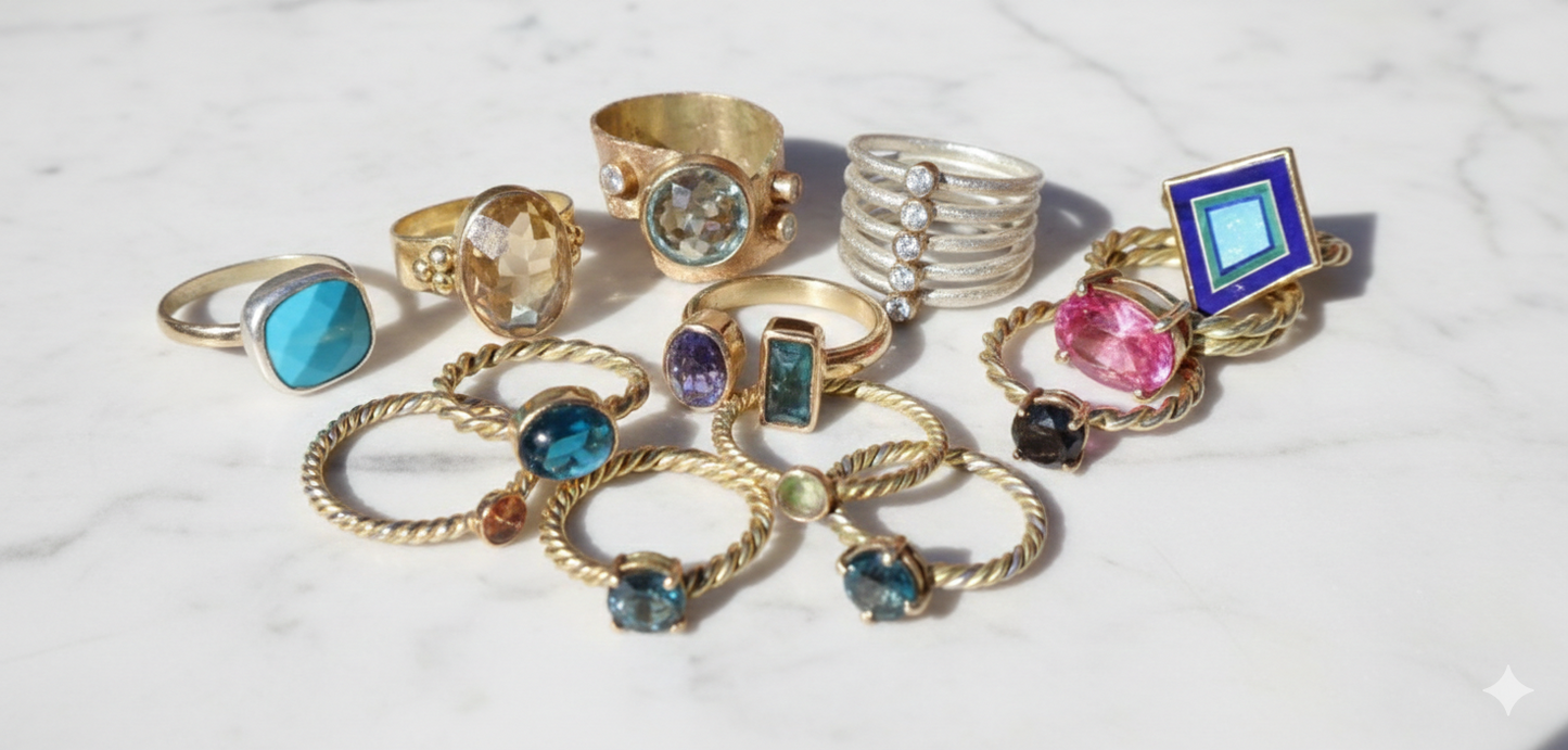 Handmade Twin Stone Ring in 18k Yellow Gold