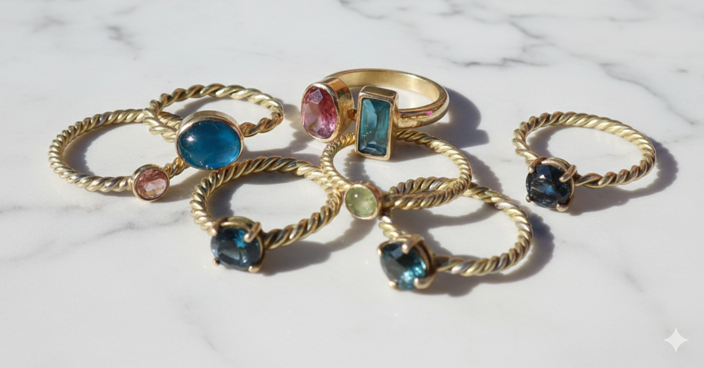 Handmade Lolite Cabochon on a 18Yellow Twisted Gold Ring