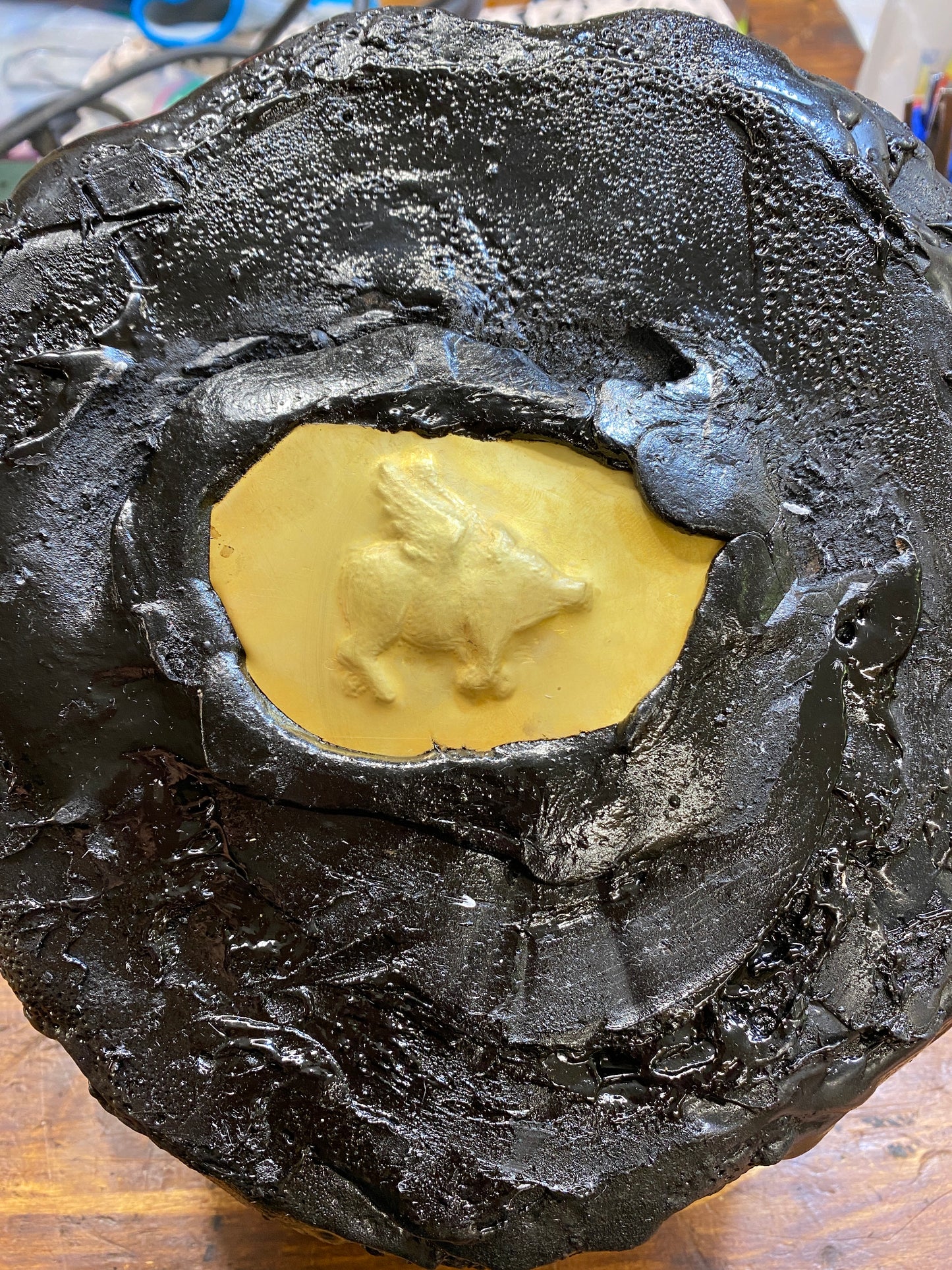 18K Yellow Gold Flying Pig Pendant with Gold Tail and Diamond Eye