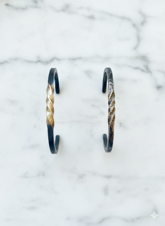 Unisex Iron with Gold Foil on the twisted Cuff/Bracelet