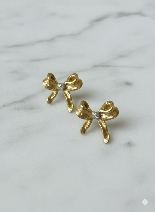 Handmade 18kg Ribbon Bow Earrings