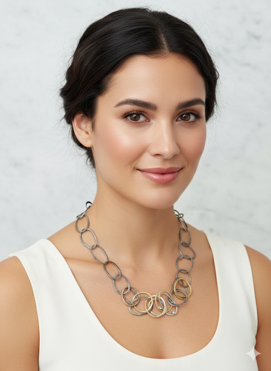 Diamond Mixed Metal Necklace