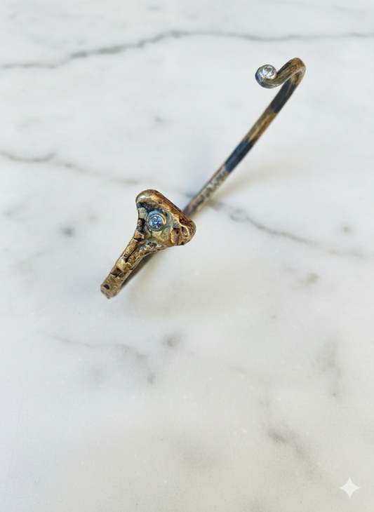 Handmade Steel Nail Cuff with a Diamond Bracelet with 18k Foil