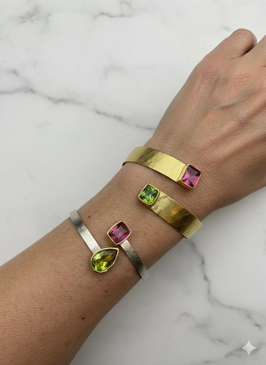 Handmade 18kt Wrap Bracelet with Precious Stones